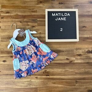 NWT Matilda Jane Let's Go Together No One Like You Sleeveless Blue Floral Tunic